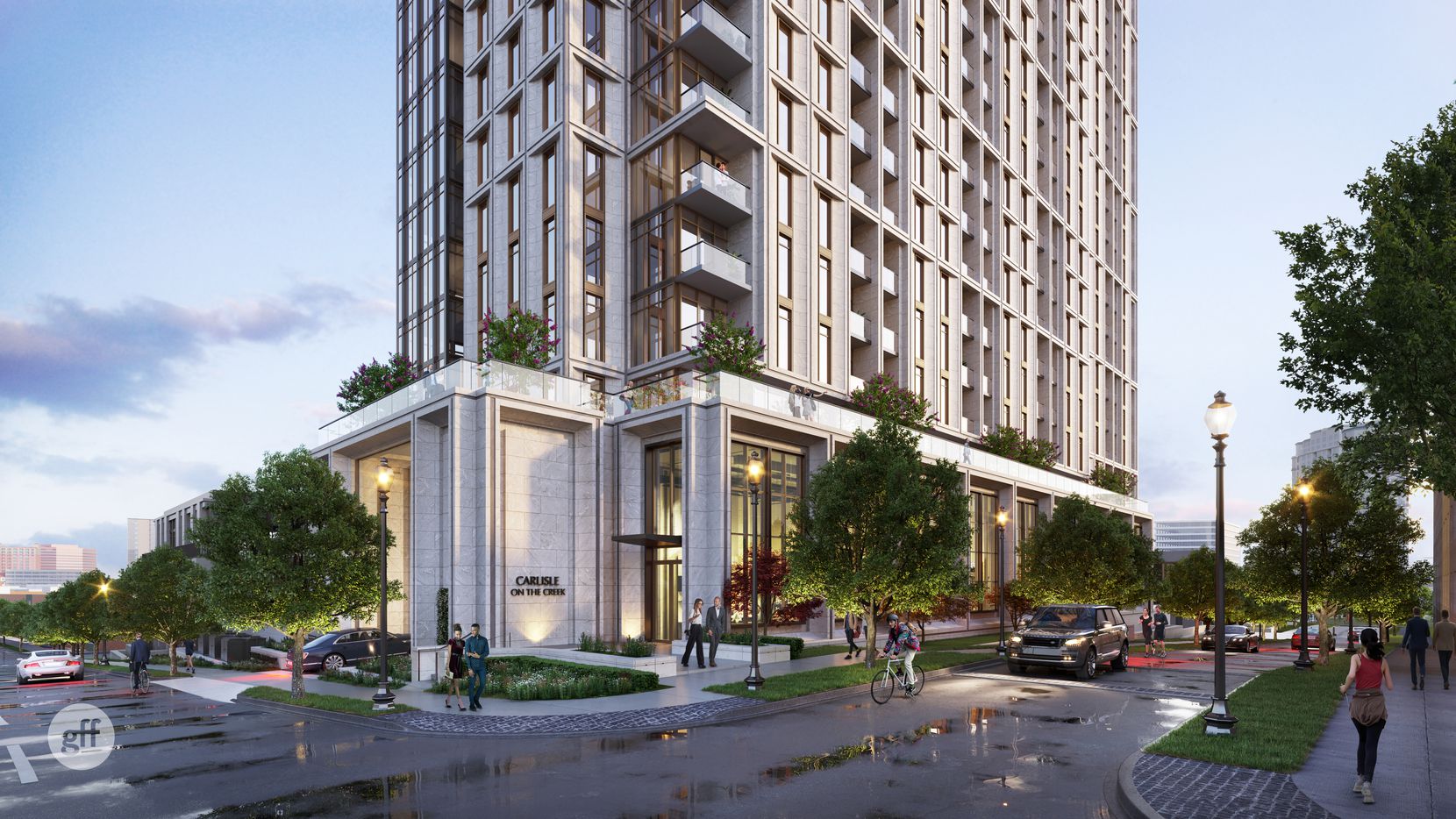 A high-rise and row houses are planned for Katy Trail block